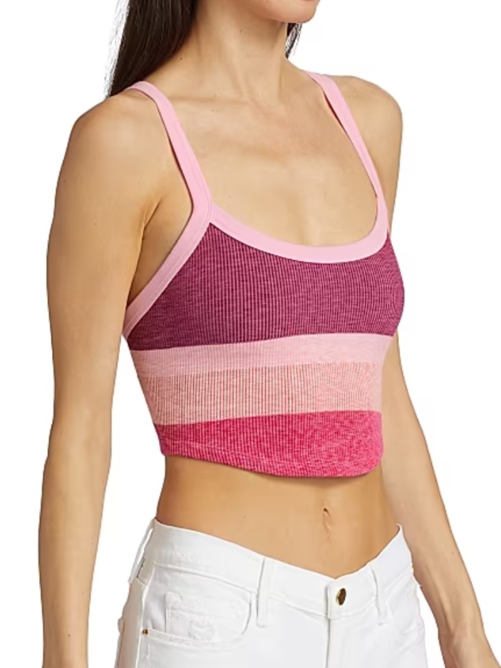 All clear striped crop tank